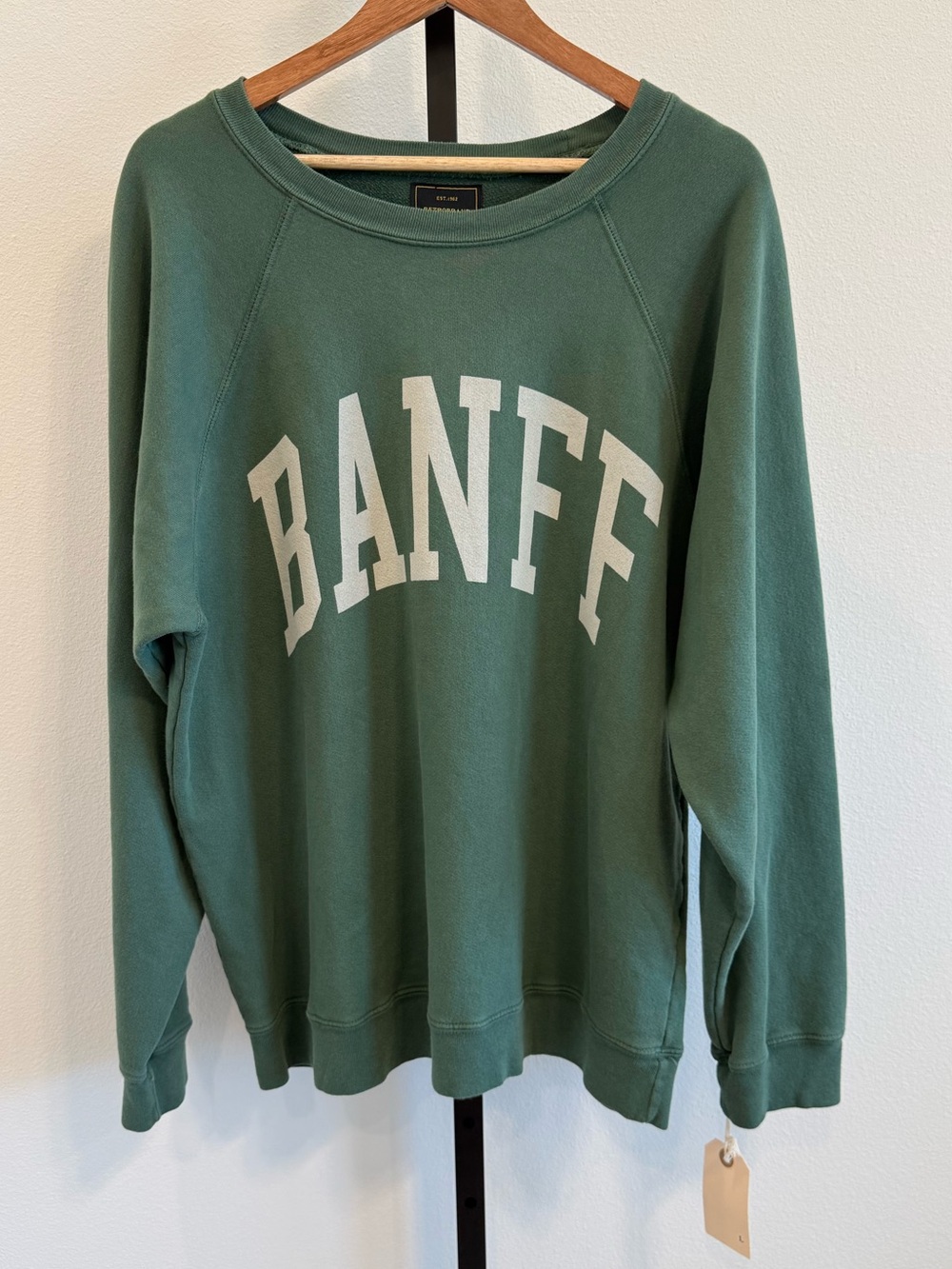 NWT Free People x Retrobrand Banff Green Crewneck Sweatshirt USA Made Large Cozy